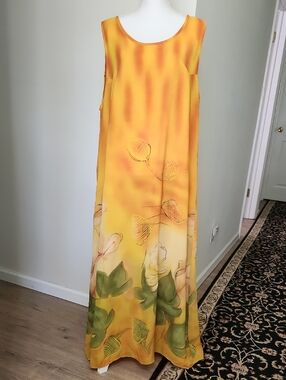 REVERSIBLE Mlle Gabrielle Dress Maxi Watercolor Tropical Boho Chic sz 3X